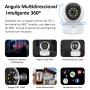 DIYTECH Cámara IP DIY-S49L  interior Wifi 1296P ,visión nocturna en color, visión 350°, detección de IA, alarma, bidireccional
