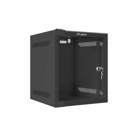 Armario Lanberg mural rack 10" 6U - 280x310 flat pack negro puerta cristal