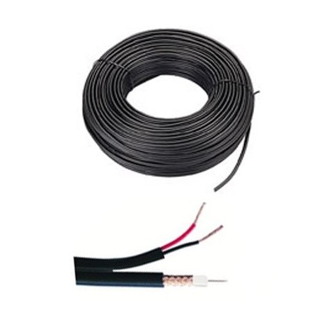 Bobina de 100 metros de cable CCTV RG174 + alimentación