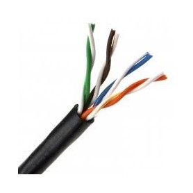 Bobina en caja de cable UTP Cat5e de 305 m con cubierta válida para exterior.
