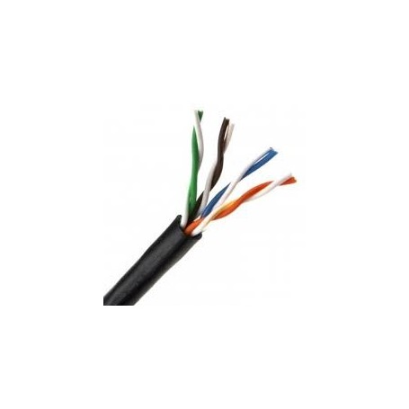 Bobina en caja de cable UTP Cat5e de 305 m con cubierta válida para exterior.