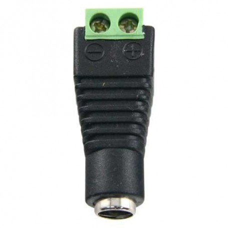 Conector DC hembra estándar con salida +/- de 2 terminales para alimentación