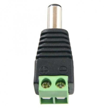 Conector DC macho estándar con salida +/- de 2 terminales para alimentación