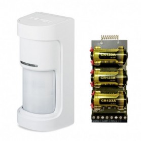 Detector doble PIR inalámbrico panorámico exteriores 180° Optex + Transmisor vía Radio AXPRO Hikvision