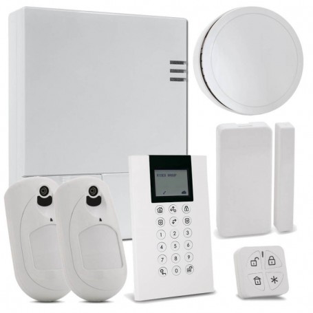 Kit de LightSYS Air + módulo 4G + Mando remoto + 2x Detector eyeWAVE con Cámara + Contacto Mag. Slim + Sirena Int. + Teclado