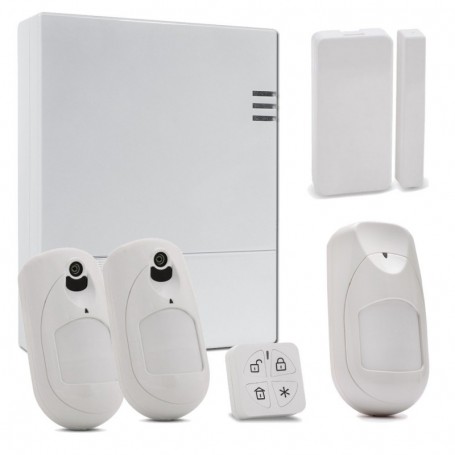 Kit de LightSYS Air con módulo 4G + 2 x Detector eyeWAVE con Cámara + Detector iWAVE + Contacto + Mando