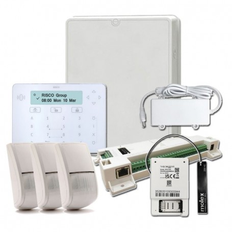 Kit LightSYS de Adecuación a Grado 3 Placa + Teclado táctil + Módulo GSM 2G + 3 Detectores + Fuente + Caja RISCO