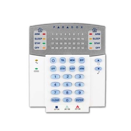 Teclado de LEDS Paradox cableado de 32 zonas K32+