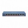 Switch inteligente Administrado 8 puertos 100Mbps PoE + 2 puertos RJ45 Gigabit Hi-Poe