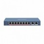 Switch inteligente Administrado 8 puertos 100Mbps PoE + 2 puertos RJ45 Gigabit Hi-Poe