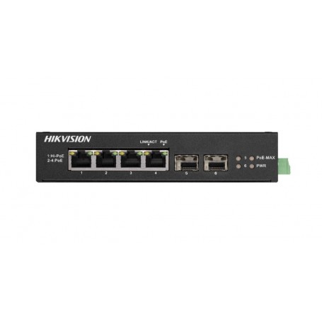 Switch Hi-PoE no administrado Gigabit 4 puertos Rango temperatura extendida Hikvision