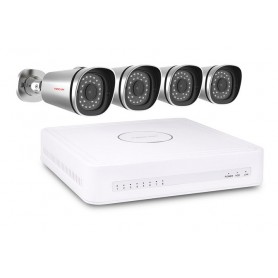 Kit FOSCAM FN3108E-4B-1T, POE Estándar ampliable 8ch, incluye 4 cámaras IP Bullet 720p 1,0Mpx, Grabador, Disco 1T