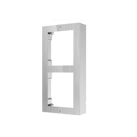 Caja de registro en superficie para 2 módulos de videoportero Hikvision acabado en acero inoxidable
