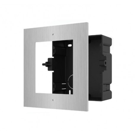 Panel frontal y Caja de registro para videoportero 1 módulo Hikvision. ACERO INOXIDABLE. MONTAJE EMPOTRADO