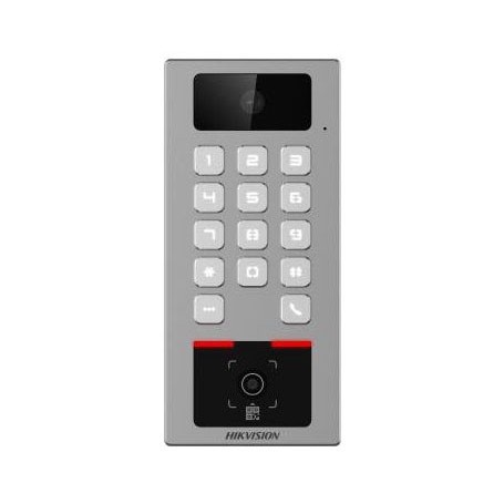 Terminal 2en1 Autónomo Exterior. Cámara 2MP. Control Acceso tarjeta/teclado/QR y Videoportero. Hik-Connect Intercom audio/vídeo