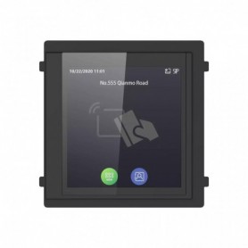 Módulo puerta videoportero pantalla táctil 4" lector tarjetas EM IP65 IK08 Hikvision