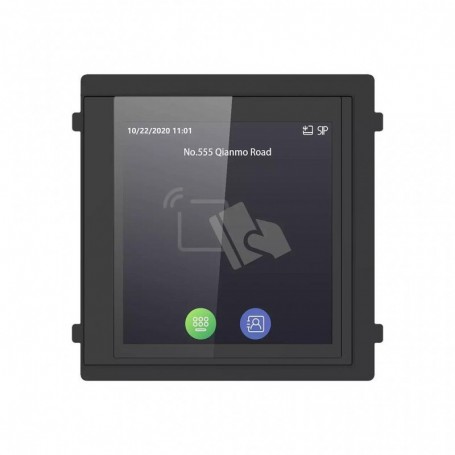 Módulo puerta videoportero pantalla táctil 4" lector tarjetas EM IP65 IK08 Hikvision