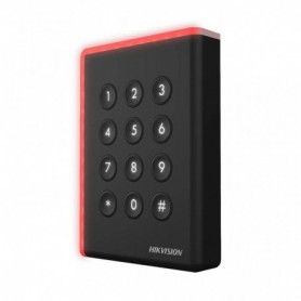 Lector de acceso por tarjeta Mifare, Desfire, Felica y Código PIN Teclado IP65 Wiegand Hikvision