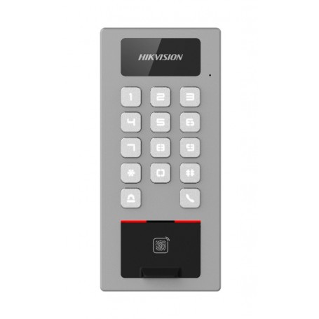 Terminal 2en1 Autónomo Exterior APP Hik-Connect. Control Acceso  tarjeta/teclado/huella y Portero audio. Hikvision