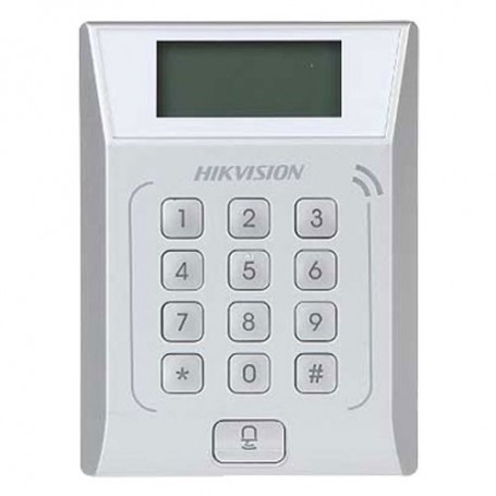 Terminal autónomo de accesos con teclado y pantalla LCD Hikvision Mifare. TCP/IP