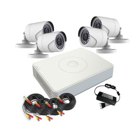 KIT Grabador DVR 5en1 4CH + 4x Minibullet 4en1 1MP Hikvision