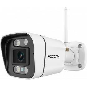 Foscam V5P Cámara IP - WiFi Dual 2.4/5Ghz - 5 Mpx, Exterior con focos y Sirena, Audio bidireccional, Blanca